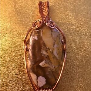 Brecciaren Mookaite Stone Wire Wrapped in Copper Necklace